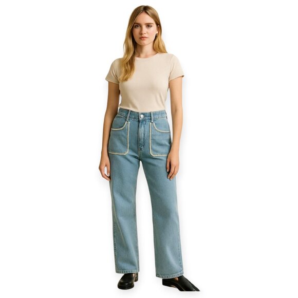 Zara Lightwash Boho Embroidered Wide-Leg Jeans – 1970s Wanderlust Vibes, Size 6 - Picture 13 of 13